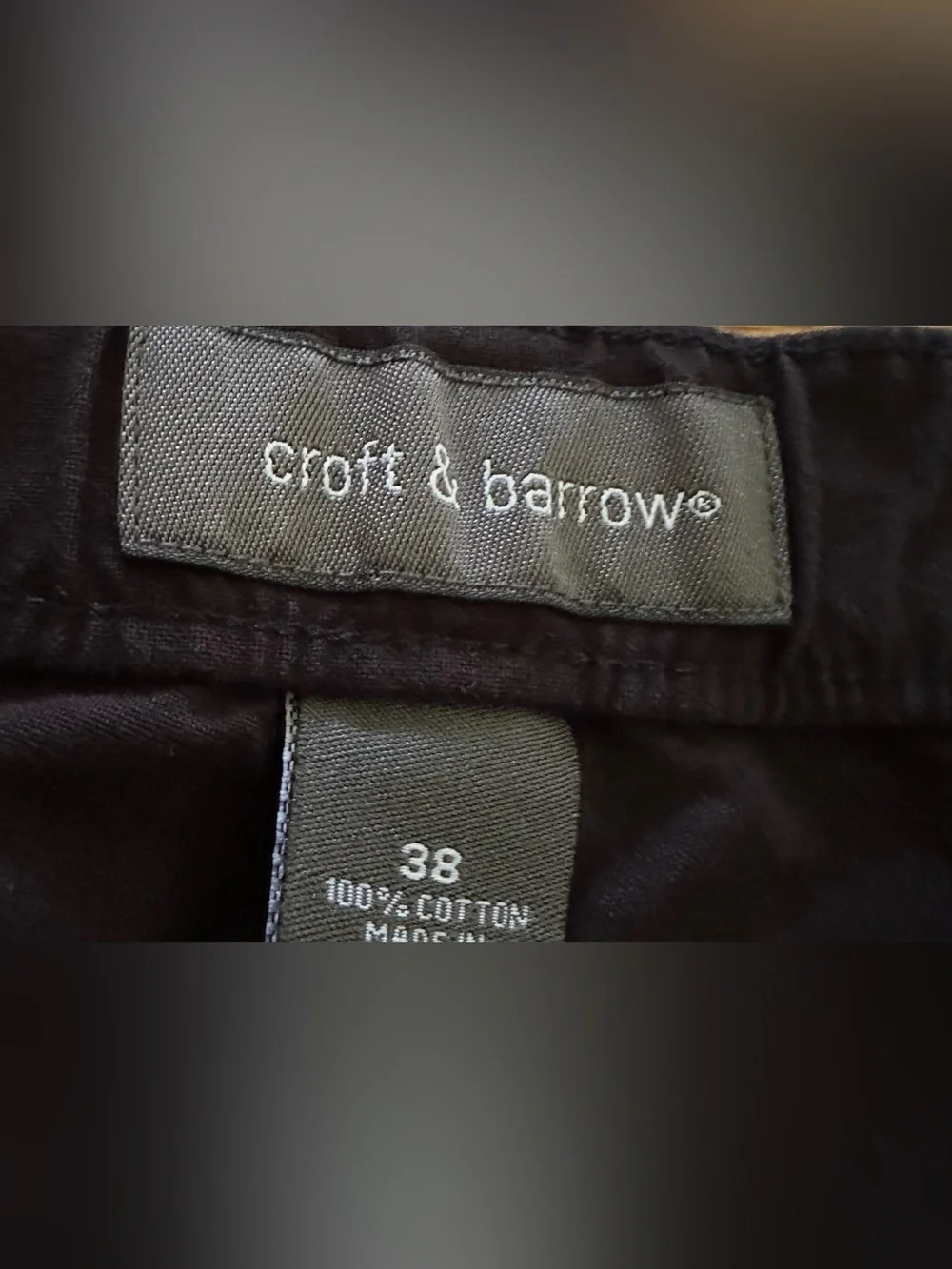 CROFT & BARROW size 38 Men's Dark Brown Flat-Front Cotton Shorts